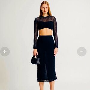 NWT Torn by Rony Kobo Pointelle lace knit Beverly skirt in black size XS